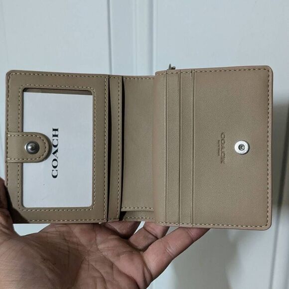 Coach Signature C Jacquard Canvas & Leather Faded Blush Snap Wallet - Picture 7 of 8